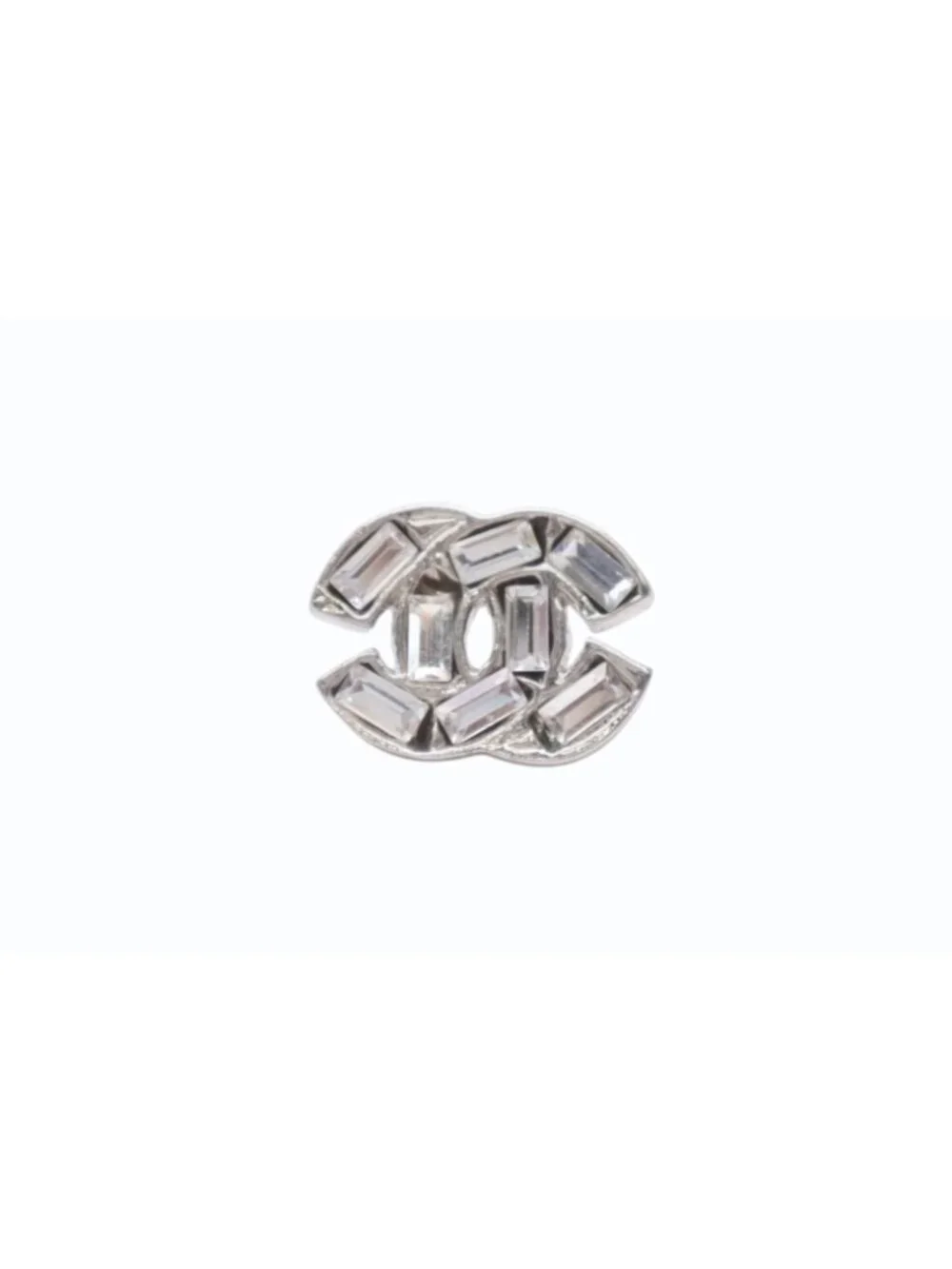 Chanel CC Logo Earrings Rhinestone Silver Color 01